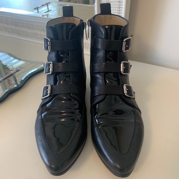 Jimmy Choo Shoes - Jimmy Choo Black Leather & Patent Booties